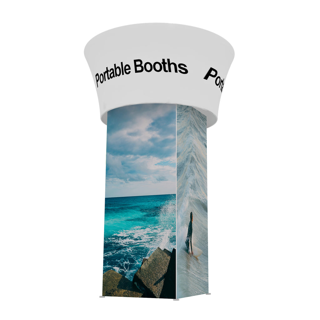 15.5 ft High Square Tower With Rotating Round Header Portable Booths