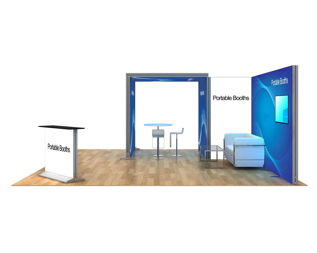 20 x 20 Backlit Exhibit With Storage Closet And Canopy Portable Booths