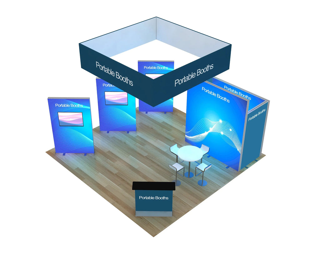 20 x 20 Backlit Exhibit With Storage Closet & Three Freestanding Light Boxes Portable Booths