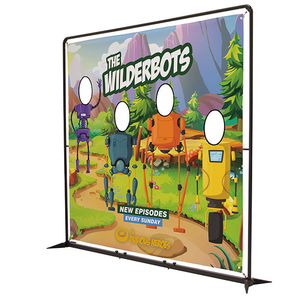 8.5' FrameWorx Double Face Cutout Banner Display  Trade Show Face Cutout  Banner – Portable Booths